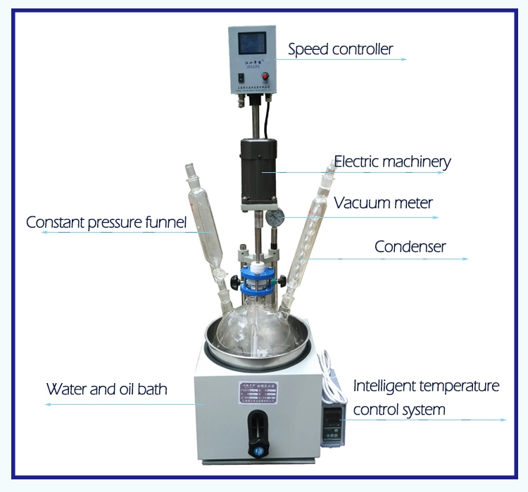 5L Laboratory Single Layer Heating Glass Reactor with Condensing Tube