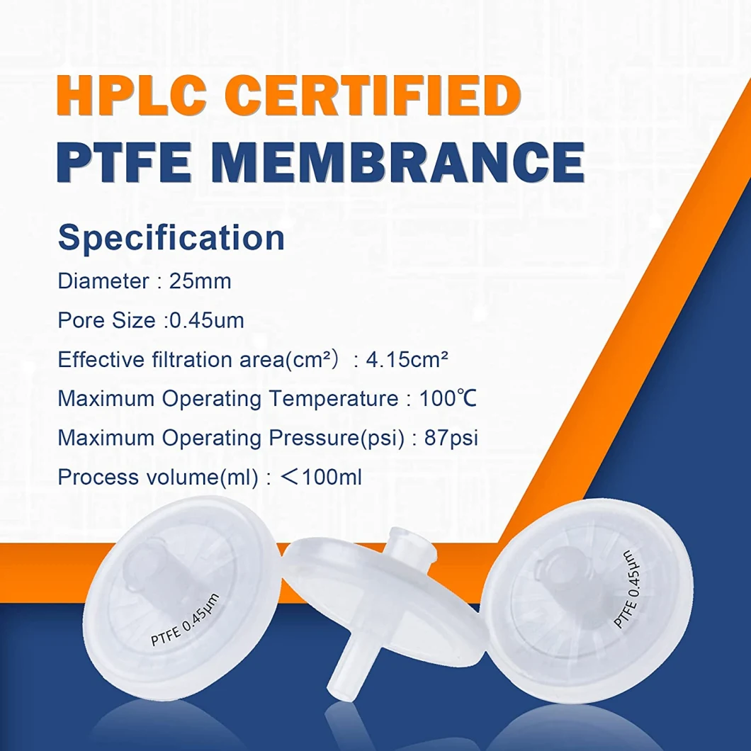 Membrane 0.45 Micron Sterile Syringe Filters with Luer Lock Connector