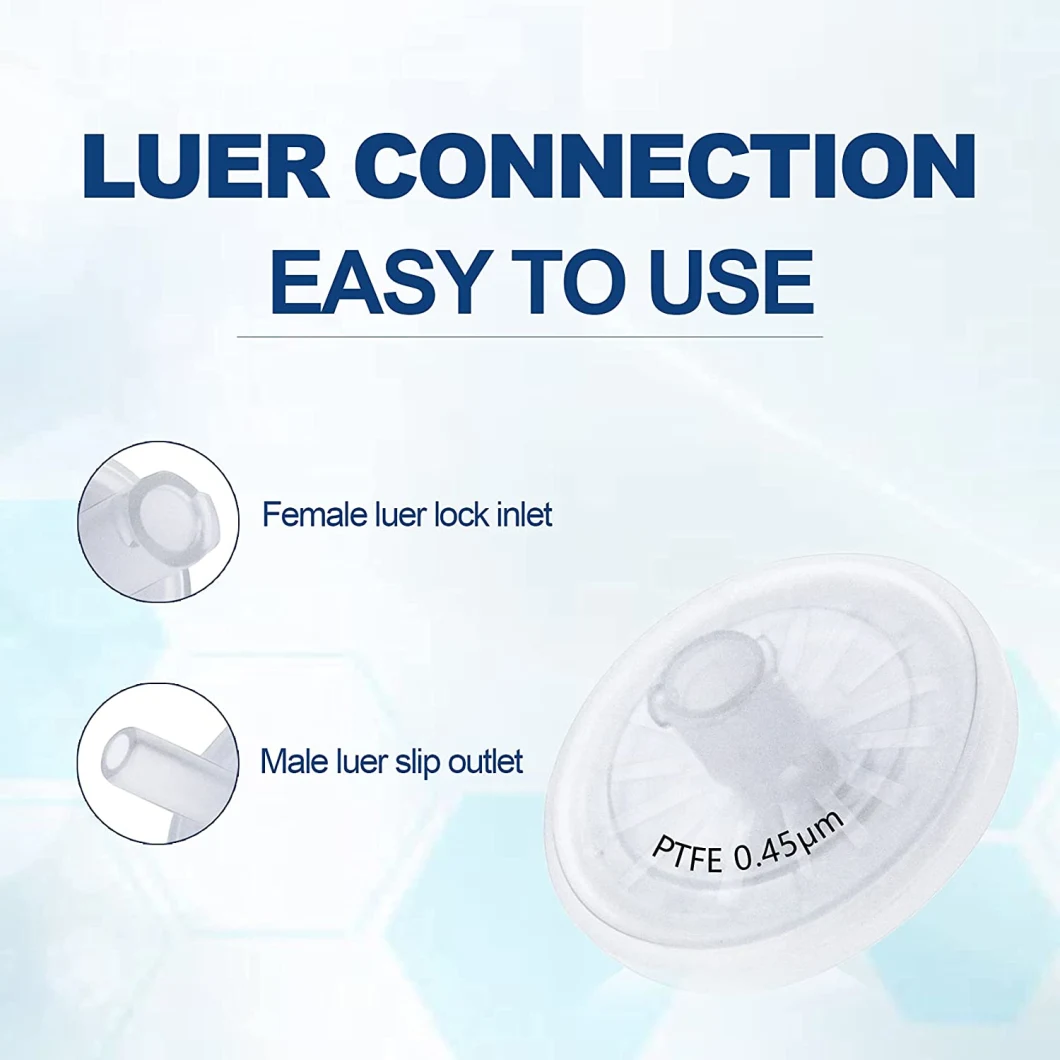 Membrane 0.45 Micron Sterile Syringe Filters with Luer Lock Connector