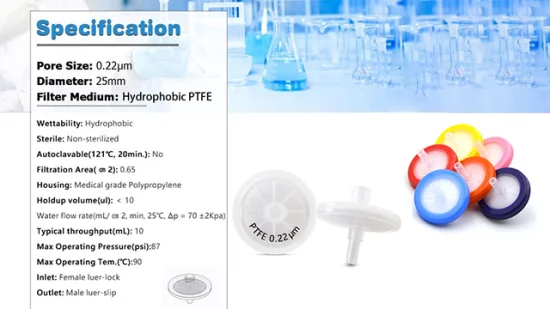 Aijiren Basic Customization Laboratory 25 mm 0,45 μM 酢酸ゼルロース-HPLC-Spritzenfilter